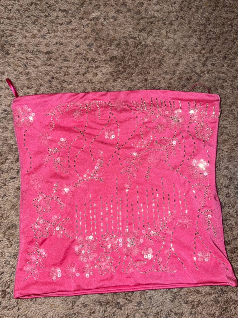 Pink Sequin Embellished Tube Top